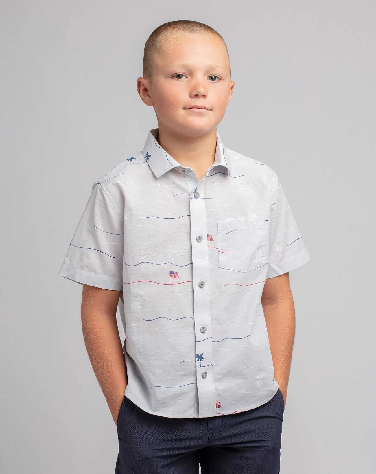 TravisMathew Youth Tops>Star Spangled Banner Youth Button-Up