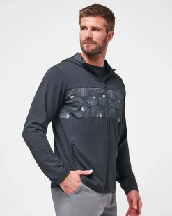 TravisMathew Outerwear>Tech Hoodie Striped Full Zip